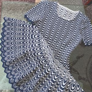 NWT ALAÏA Navy / White Dress Sz 38, US Sz 2,4